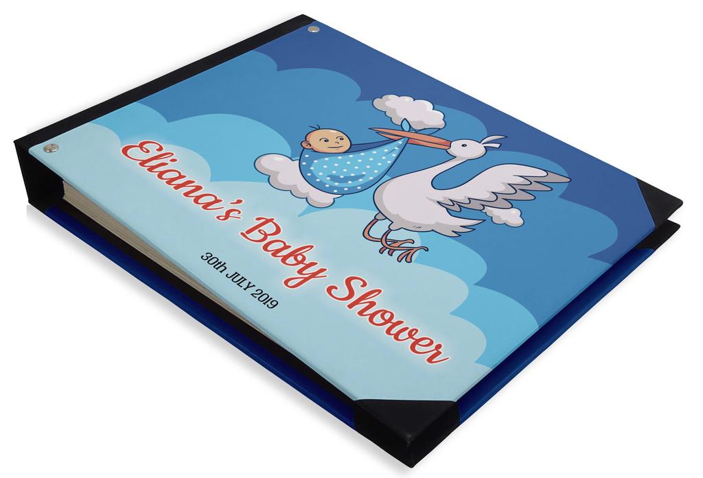 Darling Souvenir Blue Seamless Heart & Baby Objects Personalized Printed Baby Shower  Guest  Book  Scrapbook-7 x 9