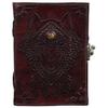 Journal en cuir fait à la main en relief avec étoile, voyage et double loup Journal avec serrure antique. Taille 5*7 pouces