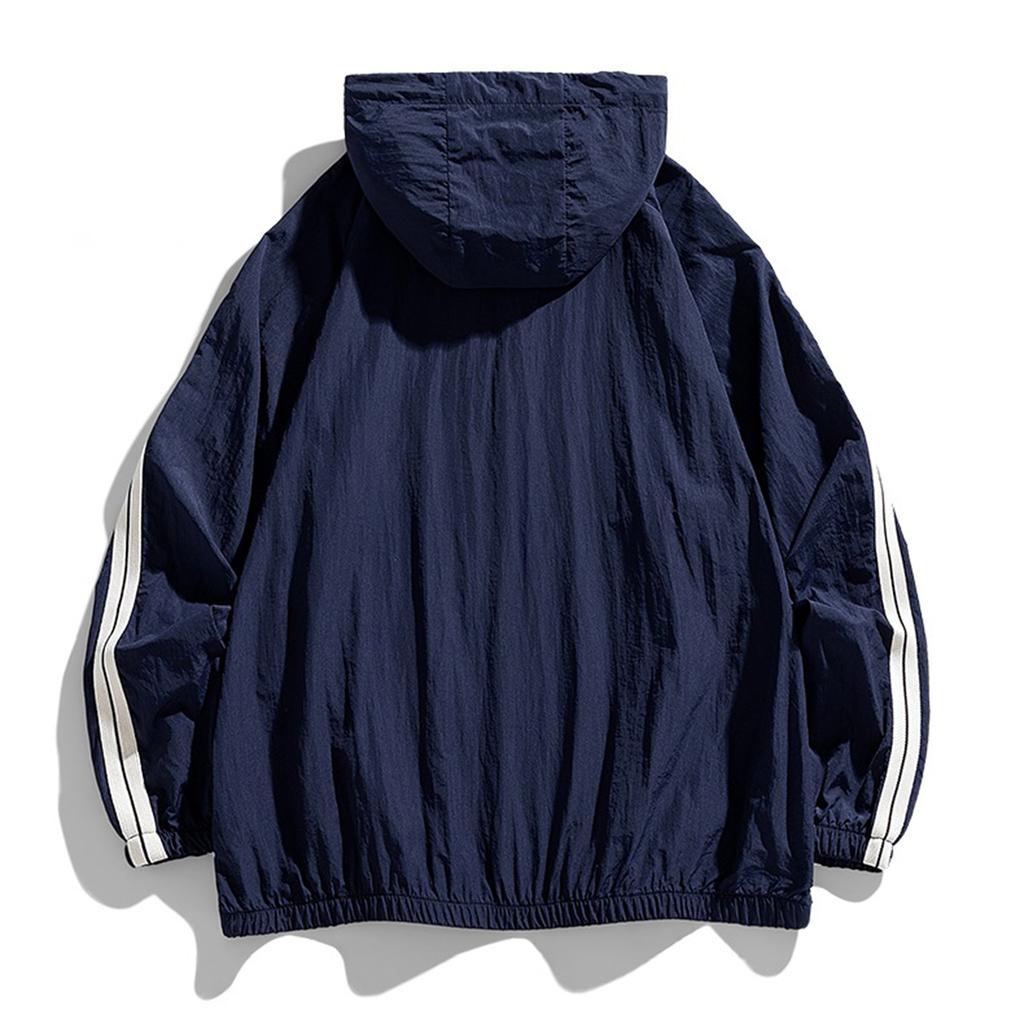 Men's Casual Lightweight Hooded Jacket Quick Dry Long Sleeve Zip Up Windbreaker for Outdoor Sports and Travel