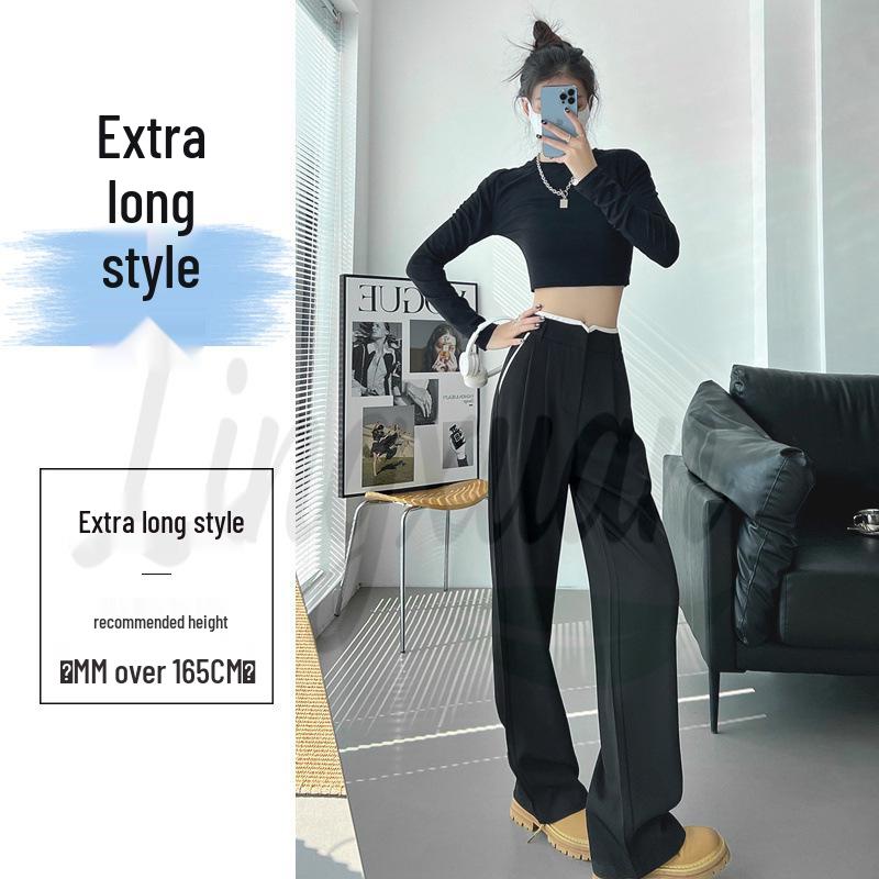 

2026 Spring Women s Patchwork Wide-Leg Long Pants - Color Block, Loose, Casual, Petite Fit Medium