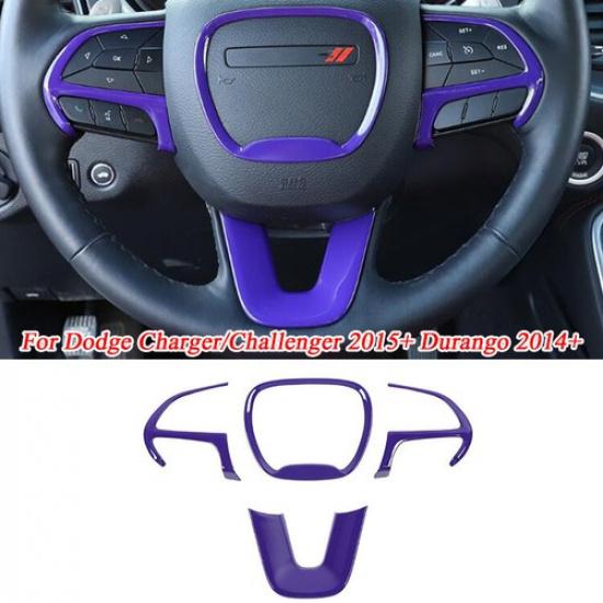 Purple For Dodge ChallengerChargerDurango 15+ Steering Wheel Cover Trim Frame