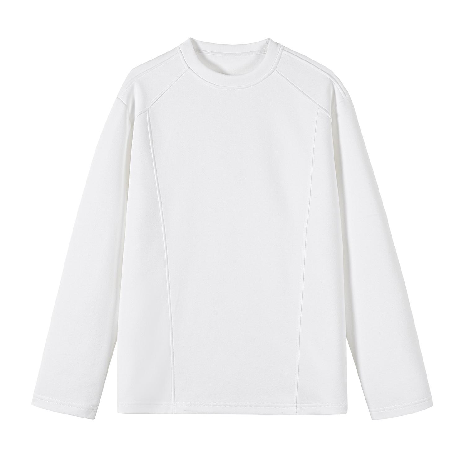 

Мужская хлопковая футболка 2025 Весна Женские топы Однотонные черные футболки Мужские футболки с круглым вырезом и длинным рукавом Парные белые топы L белый