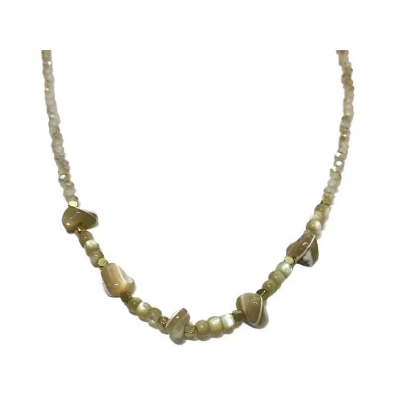 

Multi-faceted pearl sparkling gravel necklace women s light luxury millet beads beaded neck chain accessories temperament collarbone chain