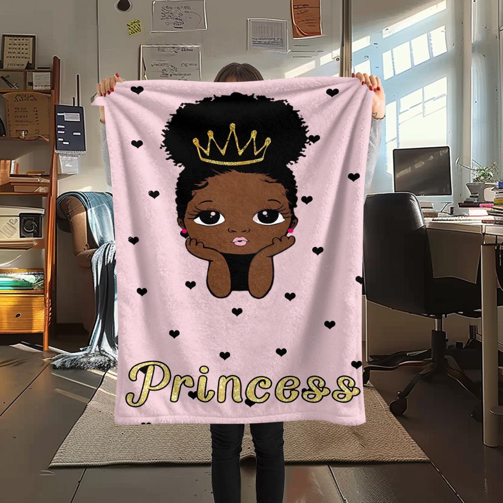 Princess and Little Bear Print Flannel Blanket,High Quality Comfortable for All Seasons,Home Decor,Warmth and Comfort,Perfect for Christmas Gifts