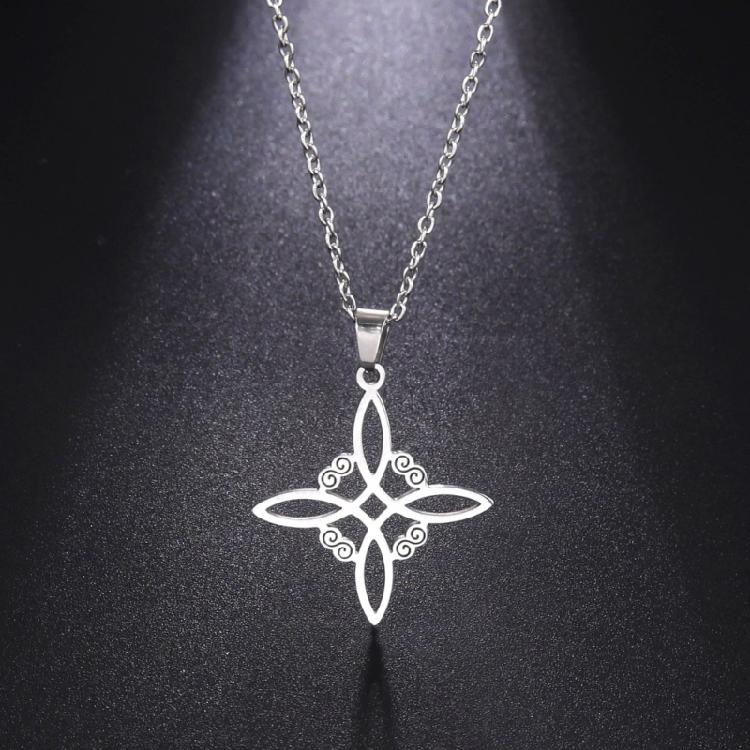 Stainless Steel Witchcraft Clavicle Chain Celtic-Witch-Knot Pendant Choker Chain
