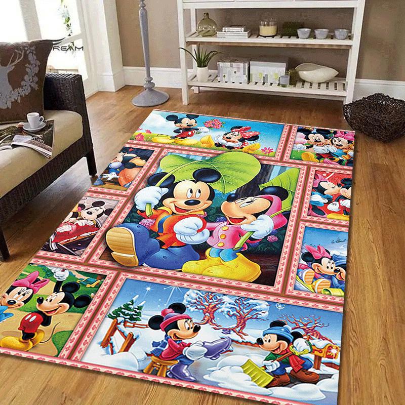 1 szt. Dywanik Mickey i Minnie, Dywanik do pokoju, sypialni i pokoju zabaw, Trwały, Odporny na plamy i Łatwy do czyszczenia, Salon