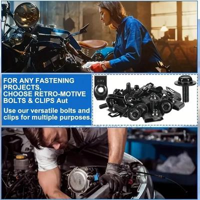 50SET Car Body Bolts U-nut Clips Engine Cover Undertray Splash Shield Guard Bumper Fender Liner Retainer Fastener Rivet Screws