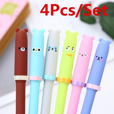 4 Pcs Cute Creative Animal Expression Pen Gel Pens Kawaii Pen Cute Stationery Gift