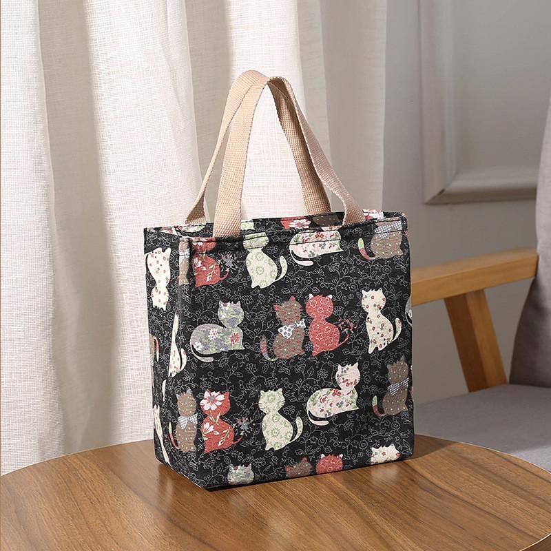 Canvas Style Insulated Lunch Bag With Handle For Students And Moms