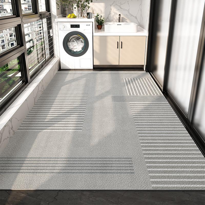 Carpet for Balcony Waterproof Floor Mat Large Gray Carpets Pvc Leather Non-slip Foot Mats Home Decoration Rugs Kitchen