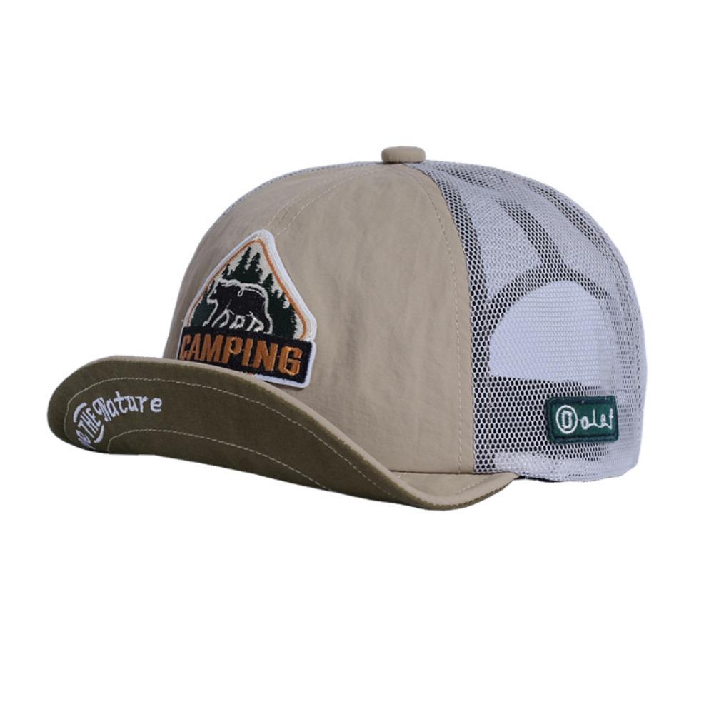 

Fashion Retro Embroidered Baseball Cap Breathable Adjustable Sun Hat Short Brim Mesh Sports Hat Outdoor