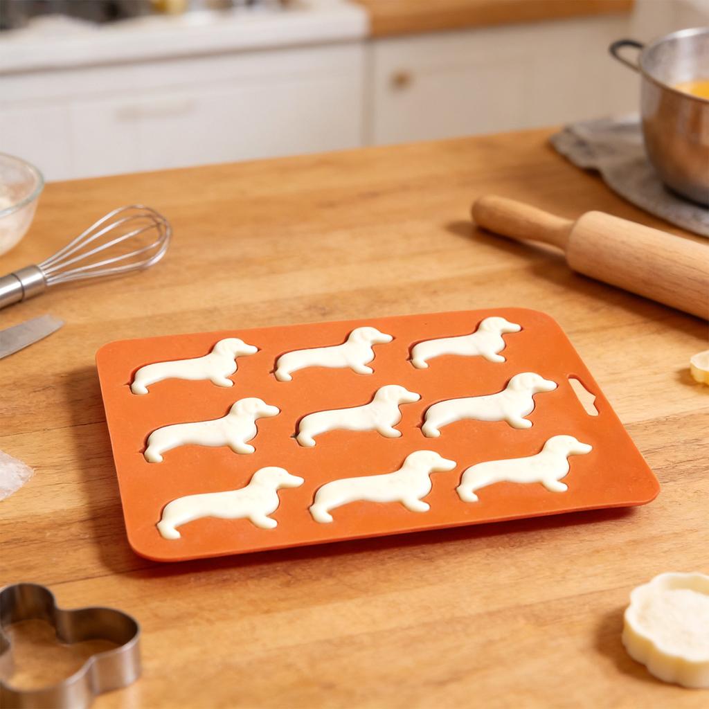 Cartoon Dog Shaped Ice Mold, 1 Count Creative Dachshund Design Silicone Ice Tray, Ice Molds, Ice Trays For Freezer, Multifunctional Chocolate Mold