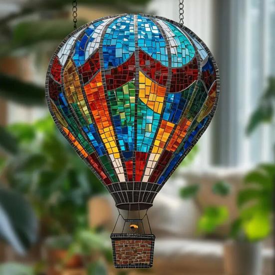 Hot Air Balloon Decoration 2D Flat Acrylic Pendant Colorful Hot Air