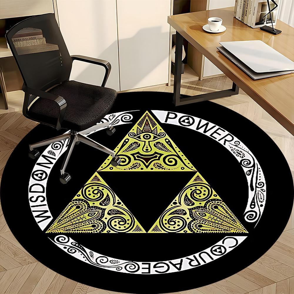 Legend of Zelda Power Courage Office Round Area Rug, Indoor Mat Suitable For Office,Living Room Home Decor, Room Deco A0908134