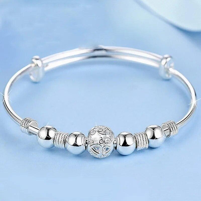 9/11 Beads Lucky Charm Bracelets Bangles Cuff Bracelets For Women Fashion Simple Vintage Silver Plated Charm Korean Bracelets