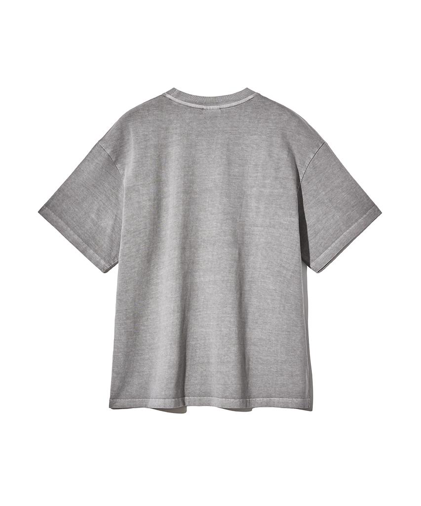 GAKKAI UNIONS Symbol Over-Crop Pigment Embroidered T-Shirt Stone Grey