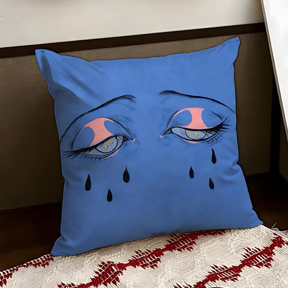 Dark Melancholy Eyes Cushion Cover Reversible Soft Durable Pillow Cover Home Car MultiScene Use for Daily Comfort