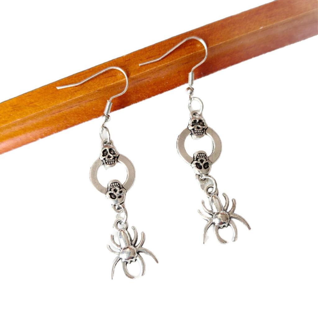Halloween Skull & Spider Statement Earrings