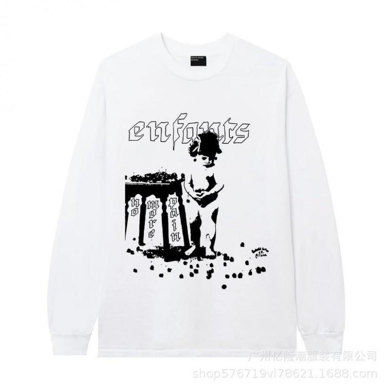 Unisex Oversized Long Sleeve T-Shirt With Geometric Graffiti Print Casual Streetwear Top Teens Adults