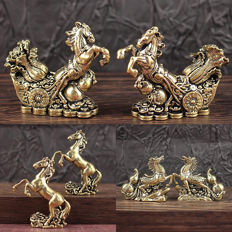 Bronze Horse Desktop Decoration Living Room Tea Table Sculpture Metal Craft Home Decorations Chinese Zodiac Horse Statue