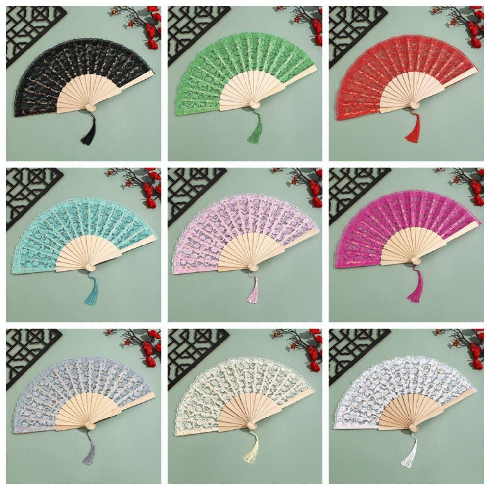 Flower Design Folding Fan Vintage Style Hand Fan Elegant Chinese Fan  Wedding