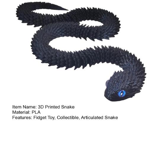 3D Baskılı Yılan Oyuncağı Eklemli Engerek Figürü Fidget Yılan Oyuncağı Koleksiyonluk Yılan Modeli Esnek Eklemlerle Ev Ofis Masası Dekoru için