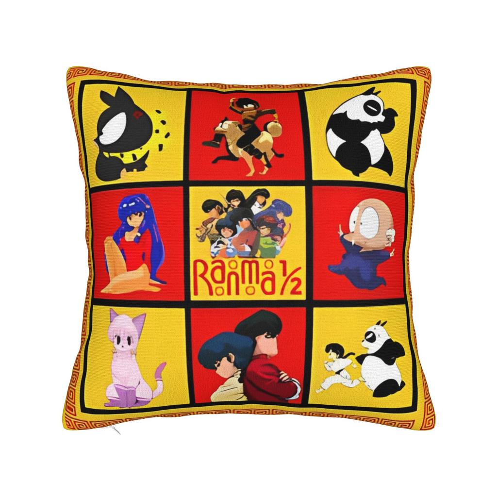 Manga Ranma 1⁄2 Square Pillow Case Adventure Martial Comedy Cushion Covers Polyester Decorative Pillowcase for Home 45x45cm