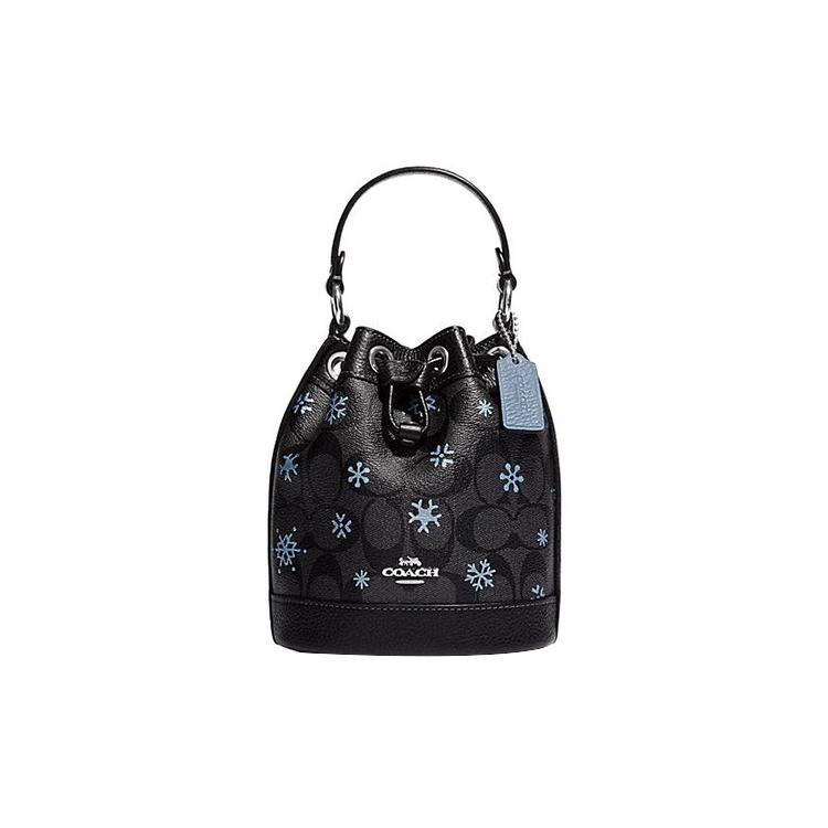 New COACH Dempsey Artificial Leather With Cow Leather Bucket Bag, Handbag, Shoulder Bag, Crossbody Bag Mini Women's Black CE587-SVV2W