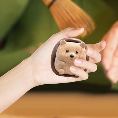 Hedgehog Figurine Wooden Modern Art Desk Accessory Hedgehog Statue Ornament Miniature for Home Living Room Shelves Gifts Holiday