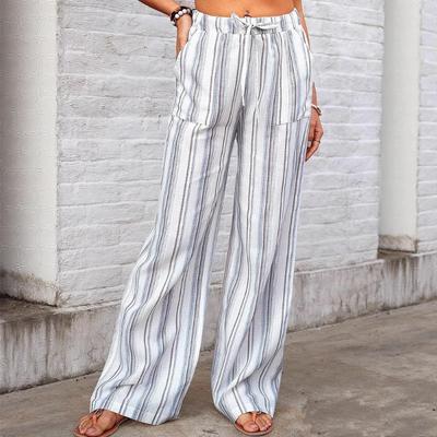 2025 Sommer und Herbst Damen Neuer Stil Locker Gestreift Bedruckt Lässige Hosen für Damen Vielseitige Hosen mit Gummizug