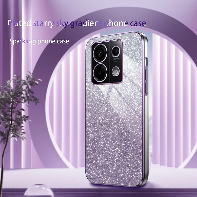 Custodia in Silicone Lucida con Placcatura Glitterata per Xiaomi POCO X6 Pro 5G Copertura Posteriore Morbida per Obiettivo Fotocamera