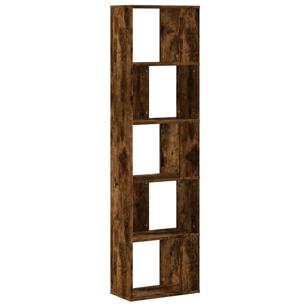 Bookshelf 5 Shelves Smoked Oak Finish 45 x 23.5 x 162.5 cm Engineered Wood