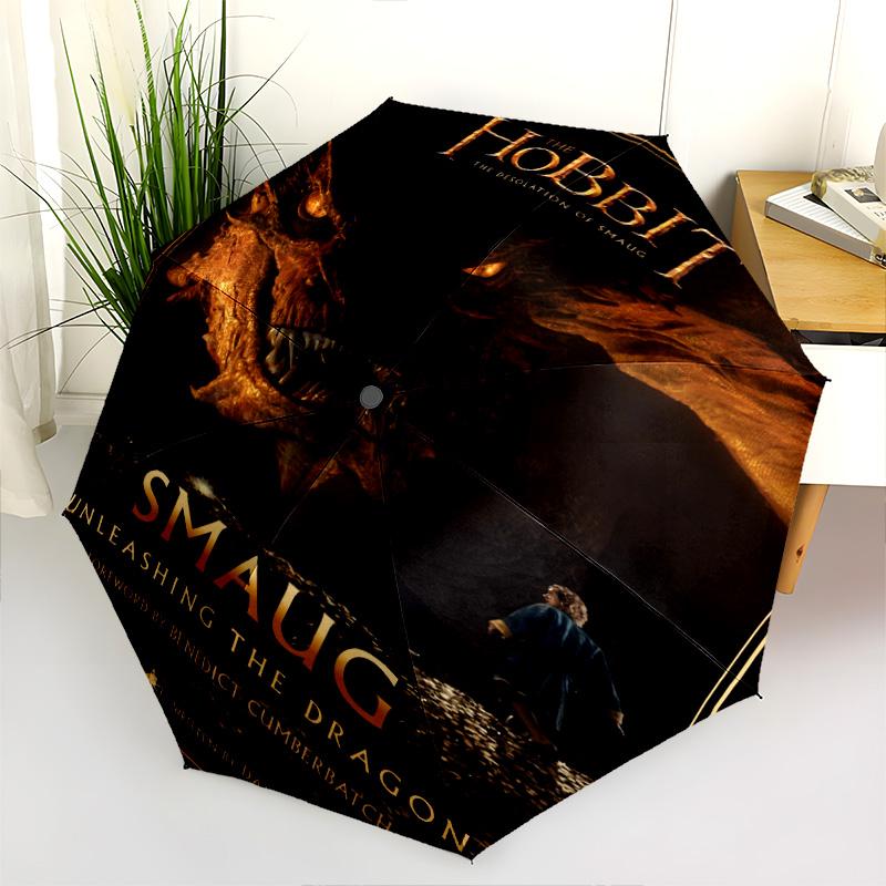 Lord Rings Folding Umbrella 8 Paraphenoid Bones Travel Sun Umbrella Gift Printing