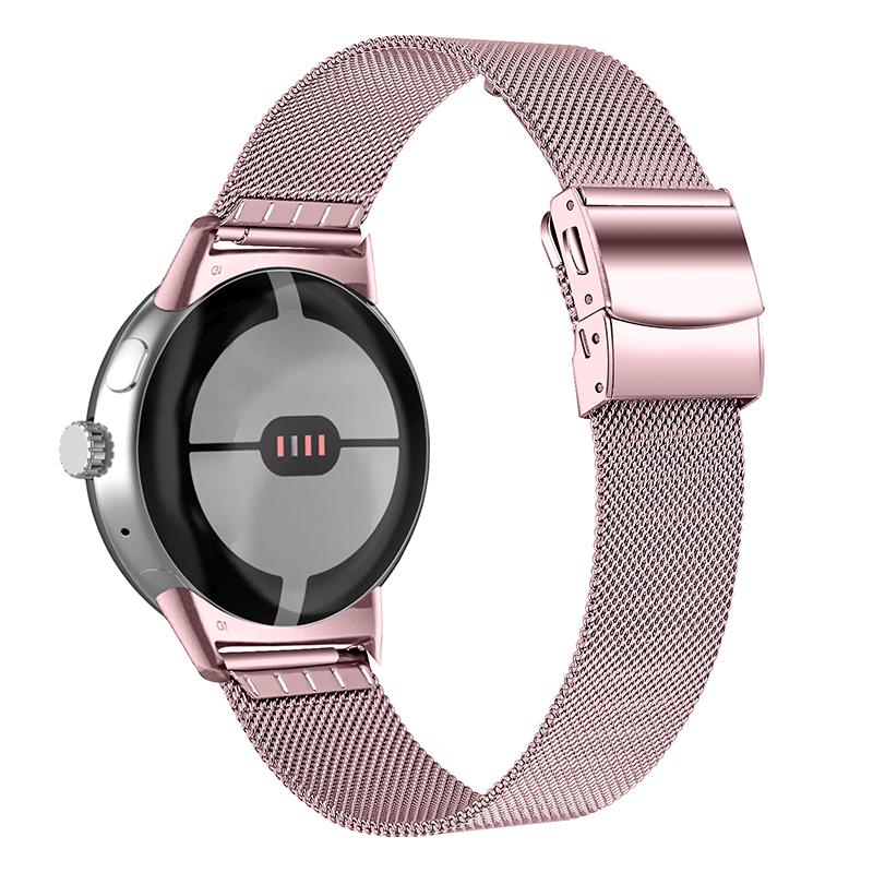 

For Google Pixel Watch 3 41mm/Watch 2/Pixel Watch Stainless Steel Milanese Strap Replacement Wrist Band with Closure Buckle Rose Pink