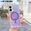KEYSION Luxuxy Glitter Magnetic Phone Case for MagSafe for iPhone 12 13 14 Pro Max 14 Plus Soft TPU+PC Shockproof Back Cover