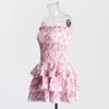 Spring 2025 Fashion: Sexy Tube Top Dress with Printed Lace and Waist-Slimming Design
