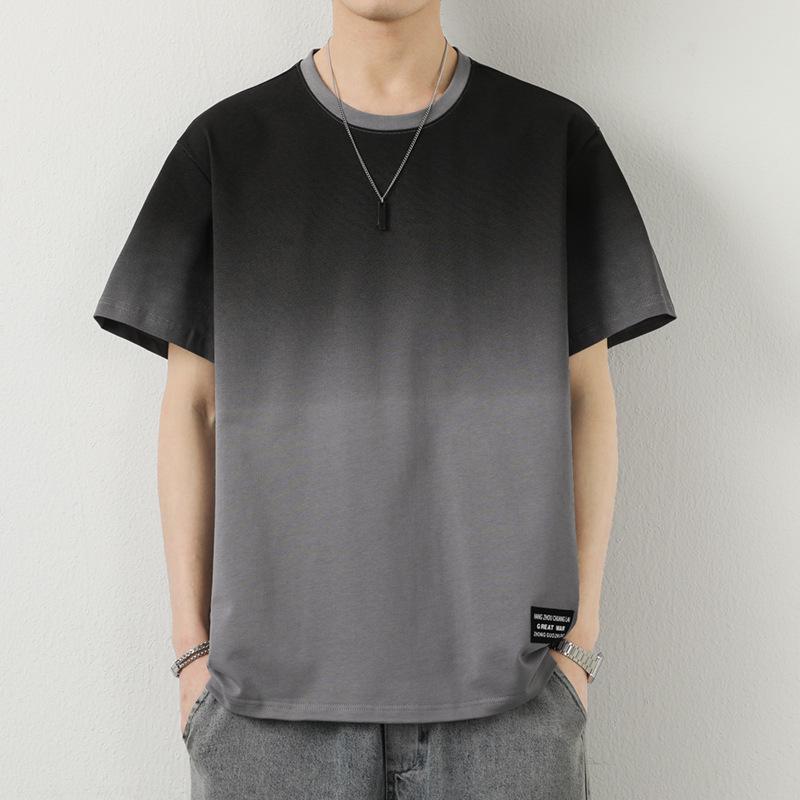 Men's 2024 Summer Trendy Round Neck Pure Cotton Short-Sleeve T-Shirt with Print