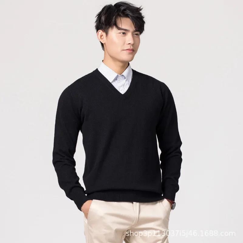 

Men s Round Neck V-Neck O- Neck Pullover Wool Sweater Classic Solid Color Slim-Fit Base Plus Size Sweater S