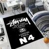 Black Base City Names No.4 Logo Area Rug Non Slip Mat, White Print Global City Street Art Carpet for Living Room Decor