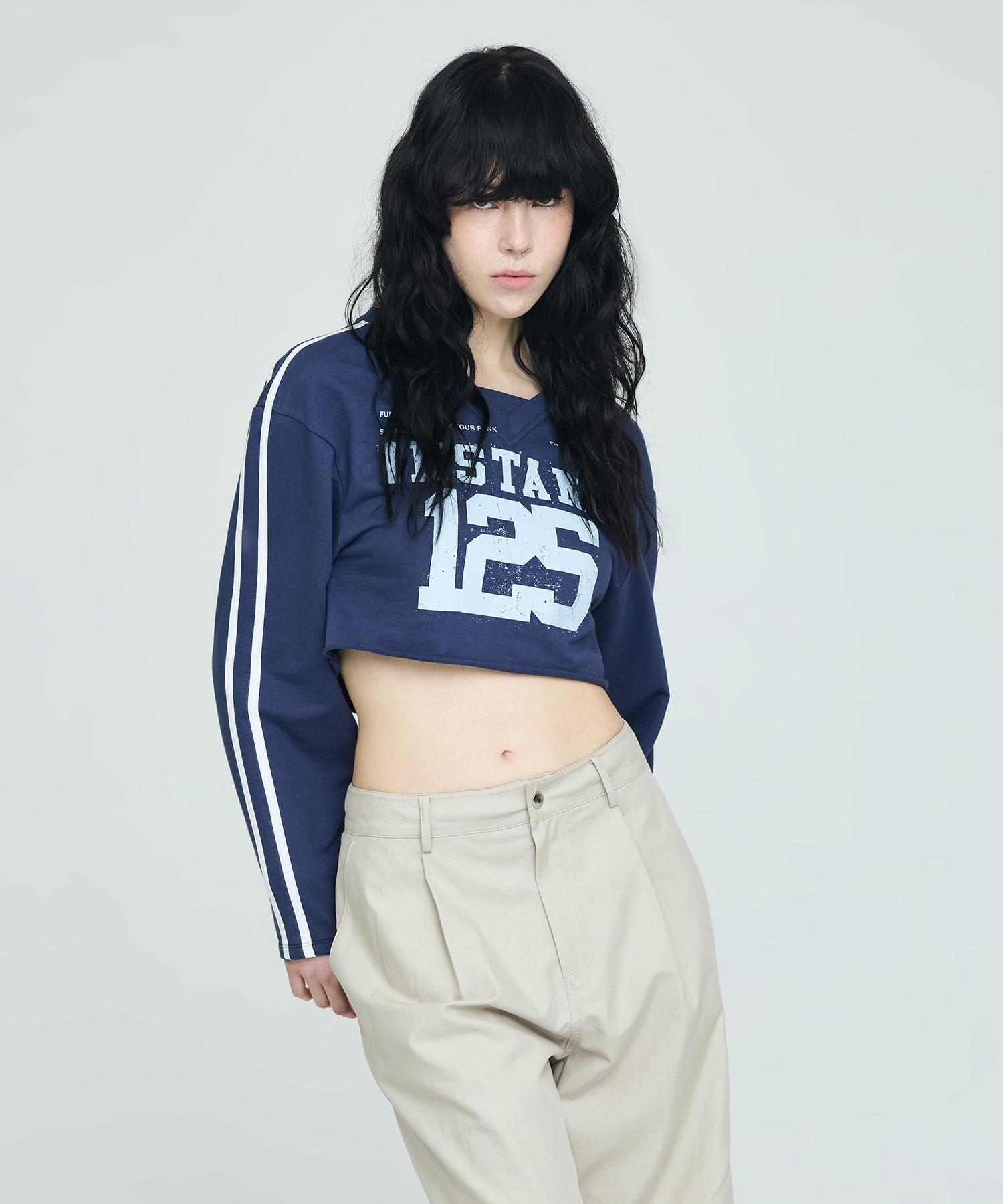 Instant Punk Crop Graphic T-Shirt - Navy Navy/S