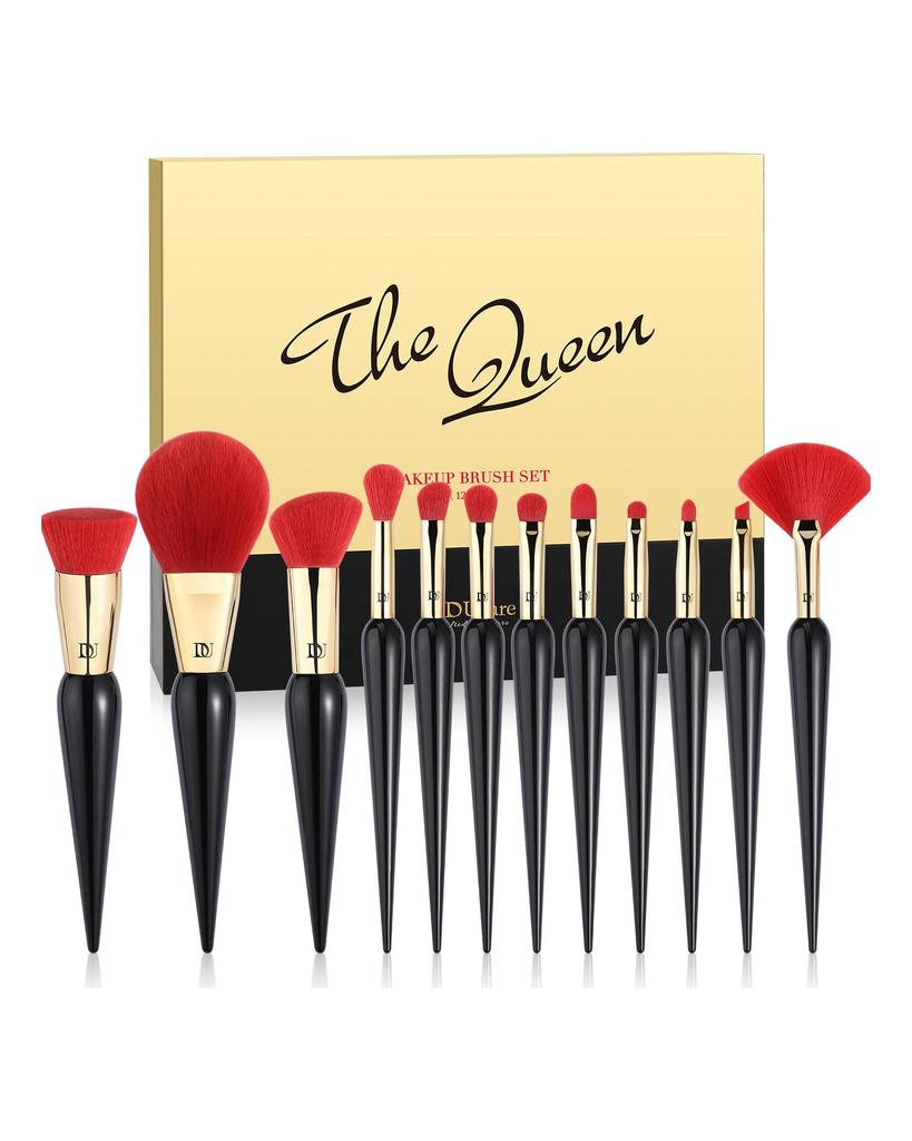 DUcare Pinceaux de maquillage The Queen Seris ensemble de pinceaux de maquillage 12 pièces cadeaux Premium fond de teint en cheveux synthétiques poudre visage Blush fard à paupières ensemble de maquillage Pro
