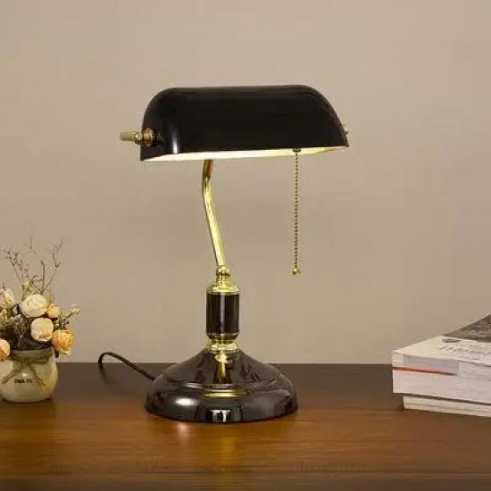 European Modern Antique Style Desk Lamp Hotel Bedside Desk Light Green Banker Book Reading Brass Lamp desk lights