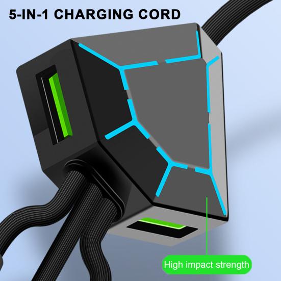 

5-в-1 кабель для зарядки и передачи данных 2 с USB Type-C 8-контактный PD 100 Вт светодиодный светильник быстро