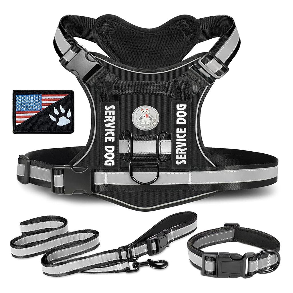 Dogs Harness with Leash Tactic Pet Chest Strap Collar Adjustable Pet Chest Harness Outdoor Walk Training Vest for Dogs