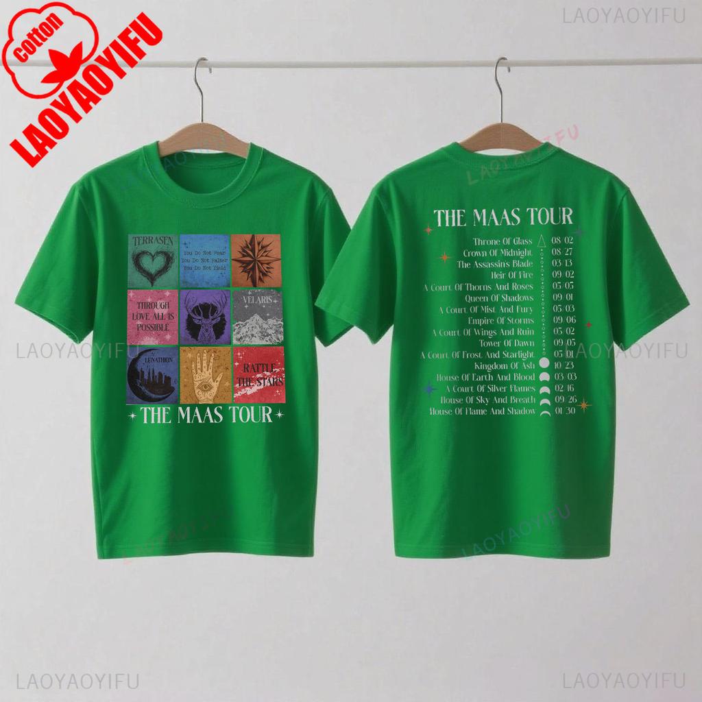 Sarah J Maas SJM Merch Světové turné Tričko Throne of Glass Oblečení pro fanoušky Crescent City Letní móda Ležérní pohodlná bavlněná trička