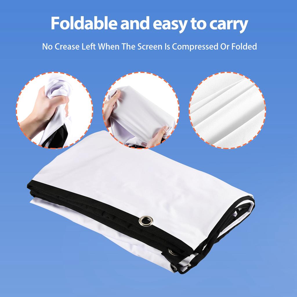 72 Inch Portable HD Projector Screen 16:9 Projection Screen Foldable Durable Wall Mounted for Outdoor Movies Home