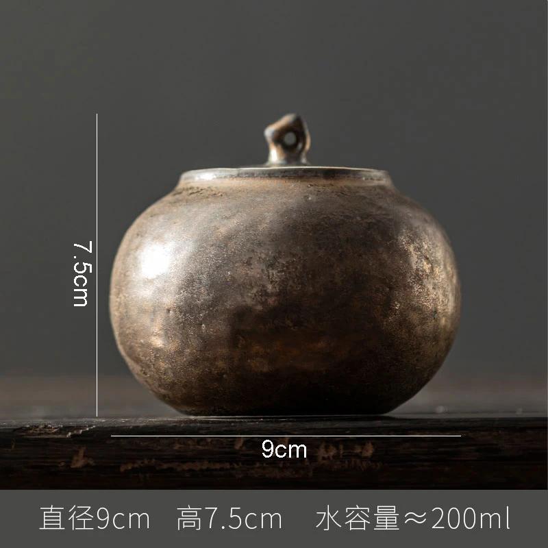 

Винтажная ржавая глазурованная керамическая банка для чая с рисунком молотка, коробка для чая, банка для черного чая, контейнер для хранения чая, домашний креативный чайный набор