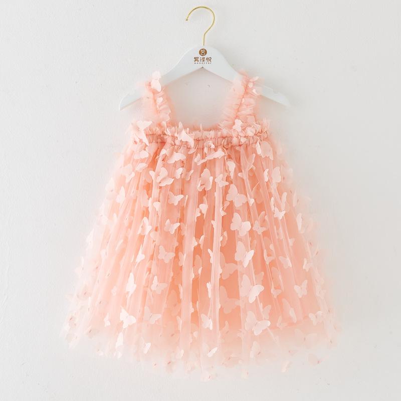 

Новое детское платье Детское платье-комбинация с вышивкой «Бабочка» Милое платье принцессы Сетчатая юбка-шарф Платье для девочек 110cm