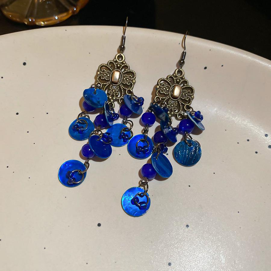 European and American round shell bow fringed earrings light luxury high-end studs fashion versatile earrings