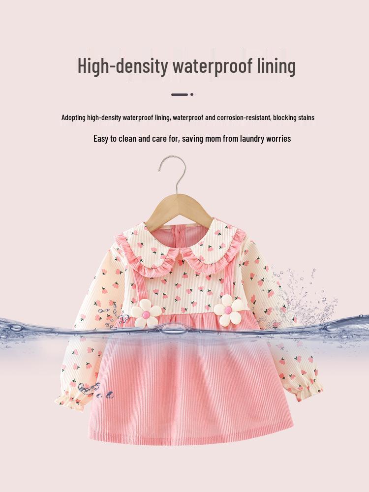 Autumn Waterproof Princess Coverall: Stylish, Stain-Resistant Protective Dress for Girls